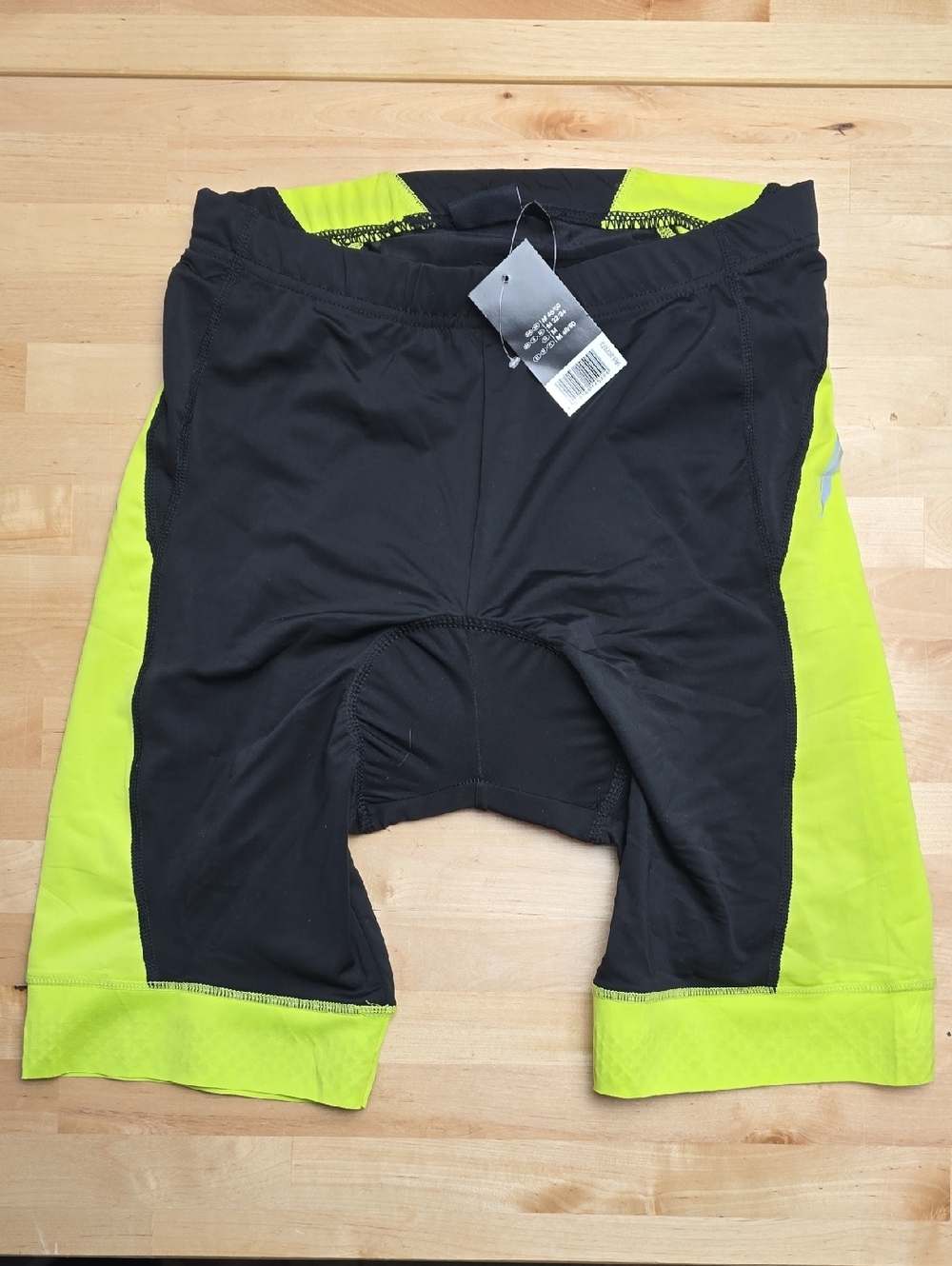NWT Crivit High-Visibility Black & Neon Yellow Men’s Cycling Shorts Size Medium